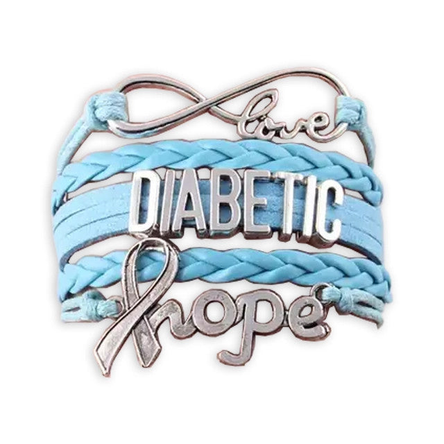 Overt Diabetic Infinity Charm - Blue Leather Hope Bracelet