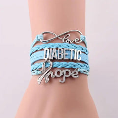 Overt Diabetic Infinity Charm - Blue Leather Hope Bracelet