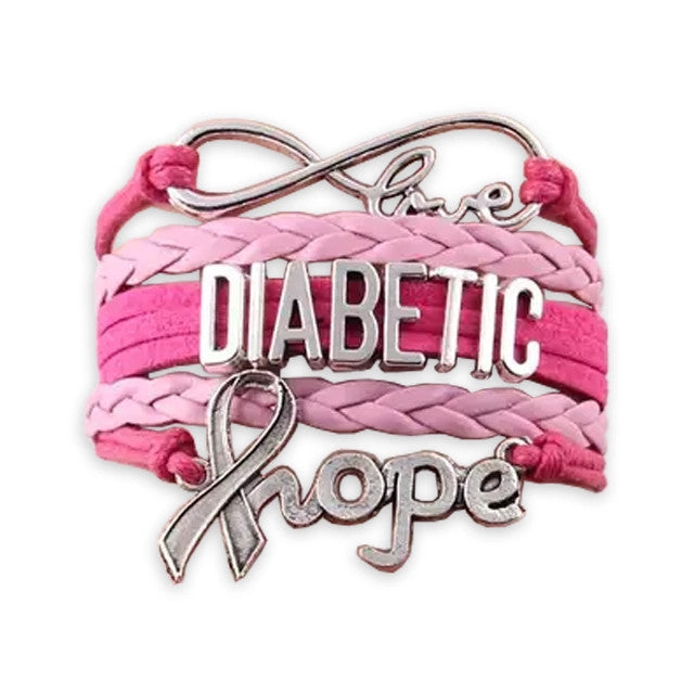 Overt Diabetic Infinity Charm - Pink Leather Hope Bracelet