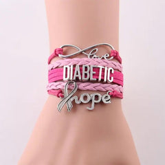 Overt Diabetic Infinity Charm - Pink Leather Hope Bracelet