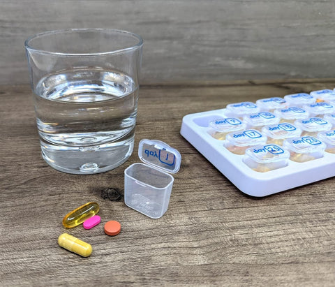 Overt Month Pill organizer with dates, practical & Bold design