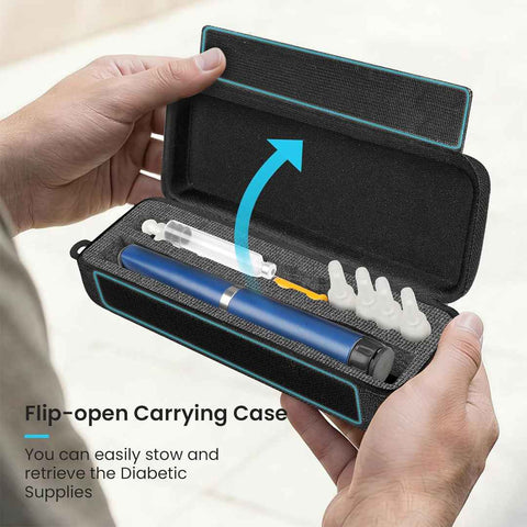 Overt Premium Hard Shell Organizer for Insulin Pen, Vials and Needle, Compact Insulin Carrying Bag for Fridge Storage and Daily Trips - Black