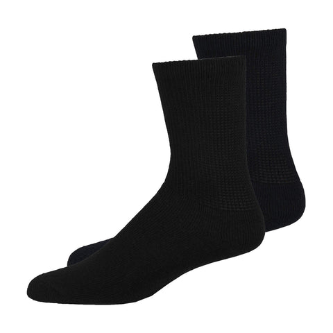 Overt Diabetic Cotton Blend Crew Socks for Optimal Circulatory Flow, Black 3 Pairs - Curative Diagnostics