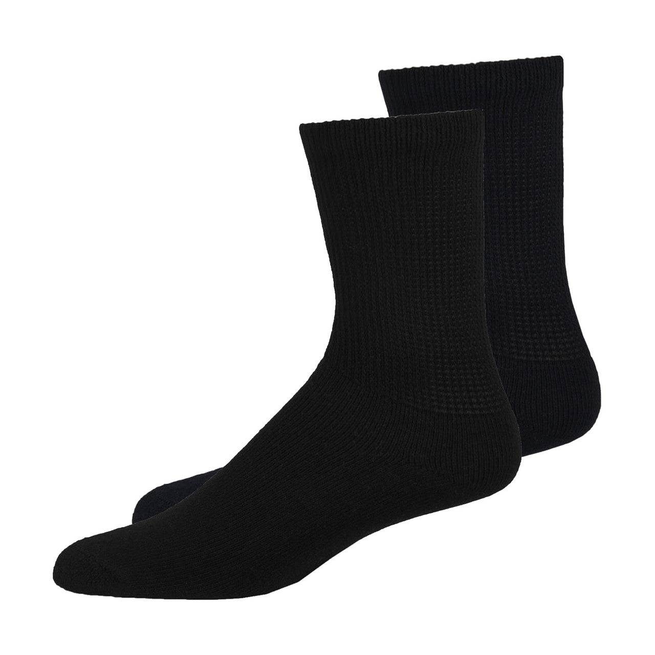 Overt Diabetic Cotton Blend Crew Socks for Optimal Circulatory Flow, Black 3 Pair Size 9 - 11 By Curative Diagnostics