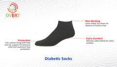 Overt Diabetic Cotton Blend Crew Socks for Optimal Circulatory Flow, Black 3 Pairs - Size 10-13 By Curative Diagnostics