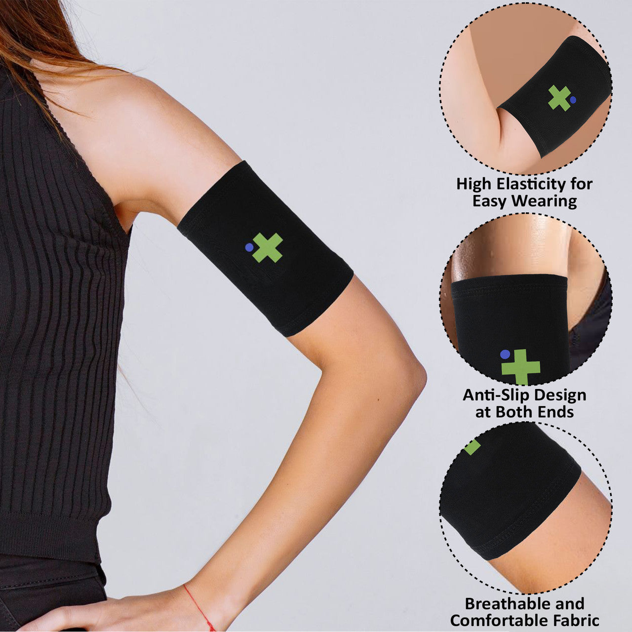 Overt Diabetic Sensor Armband - Fits All CGM Devices - Protects Continuous Glucose Monitor During Exercise - Replaces Adhesive Patches - Water Resistant & Sweatproof - Kids & Adults - Black Small Band [4 pack] By Curative Diagnostics