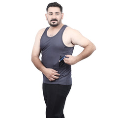 Men’s Daily Active Wear Tank Top with joggers – Moisture Wicking, Workout Adaptive clothing, Comfortable Fit for Type 1 Diabetes individual - Innovative Zipped Pockets for Catheters with Insulin Access -  Breathable Fabric