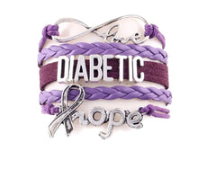 Overt Diabetic Infinity Charm - Purple Leather Hope Bracelet