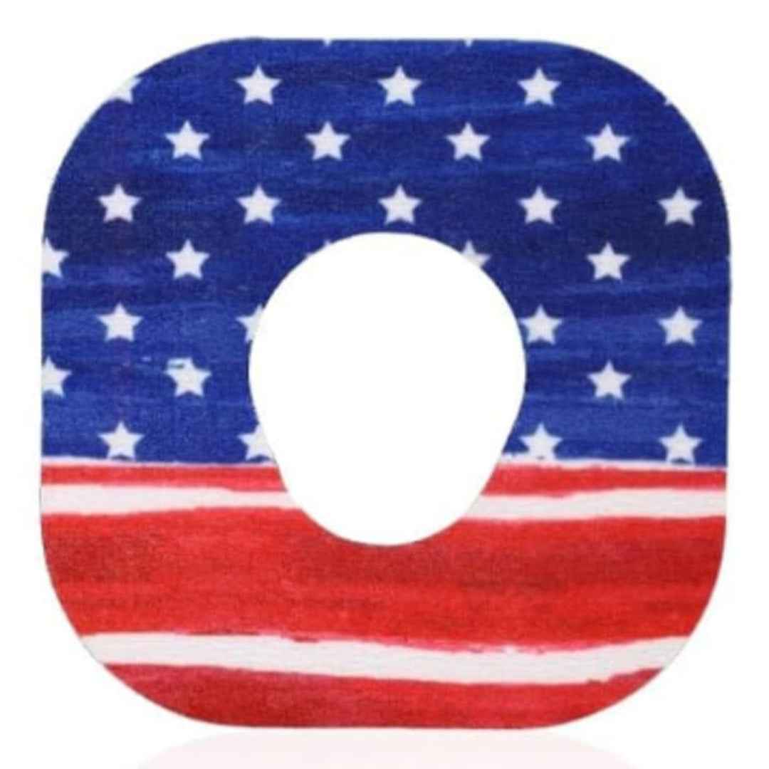 Overt Dexcom G7 & Stelo CGM Sensor Patch - American Flag Independence - 4th of July Patriotic Design [ 5 Pack ]