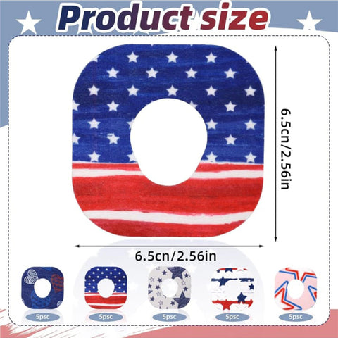 Overt Dexcom G7 & Stelo CGM Sensor Patch - American Flag Independence - 4th of July Patriotic Design [ 5 Pack ]