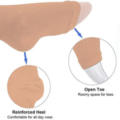 Overt Compression Zipper Socks - Knee High Zip, Open Toe & Solid Color Socks for Leg Support & Pain Relief - Skin Coffee