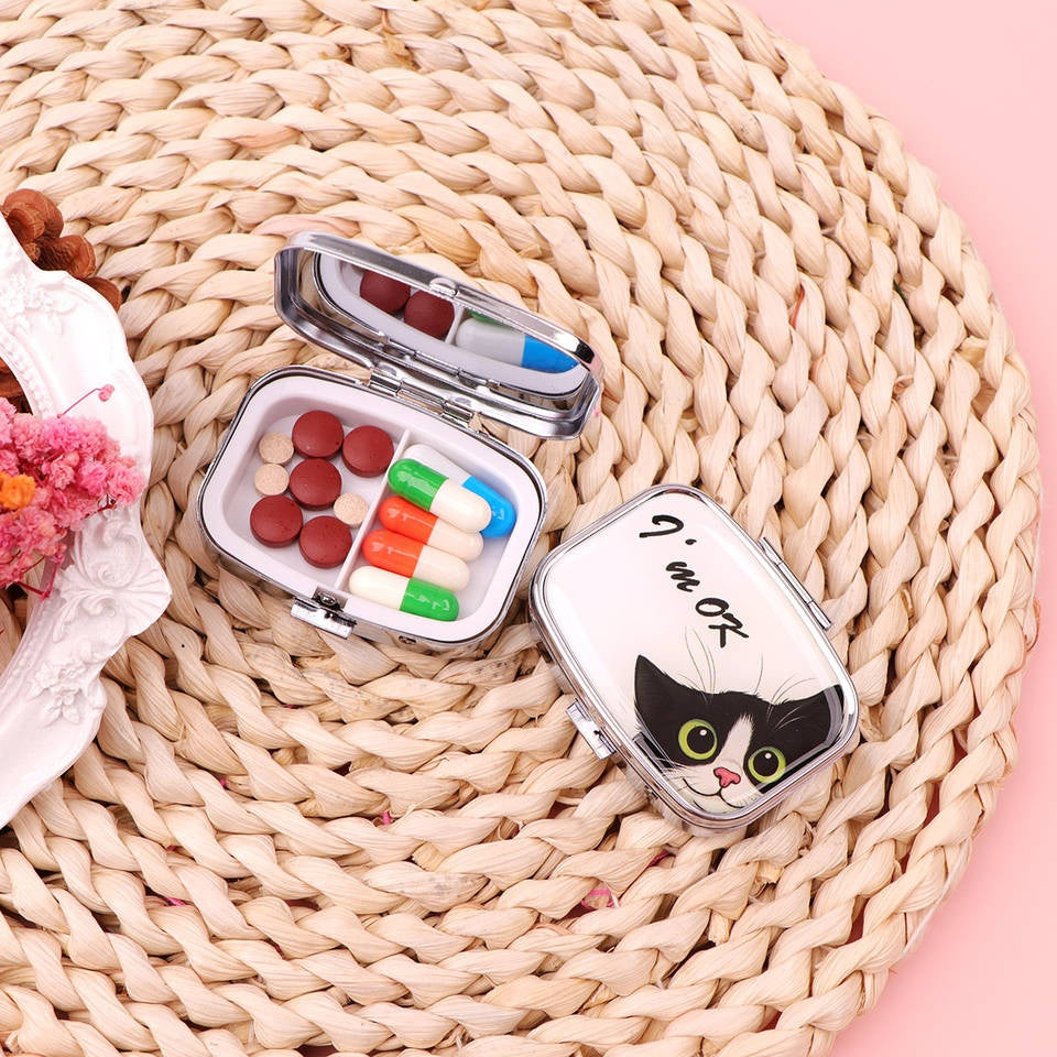 Overt Travel Metal Pill Organizer - Small Portable Case for Medications