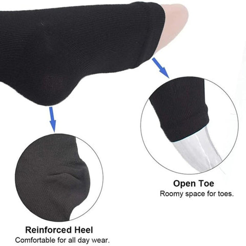 Overt Compression Zipper Socks - Knee High Zip, Open Toe & Solid Color Socks for Leg Support & Pain Relief
