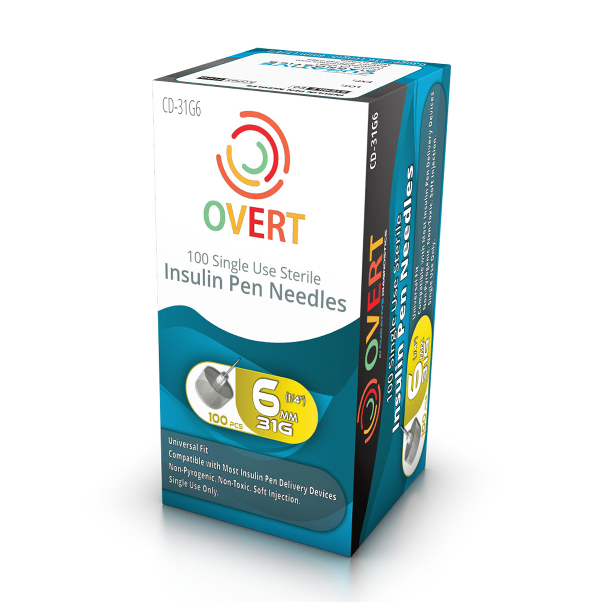 Overt Universal Fit, Tri Beveled Pen Needle - 31G 6mm 100 ct.